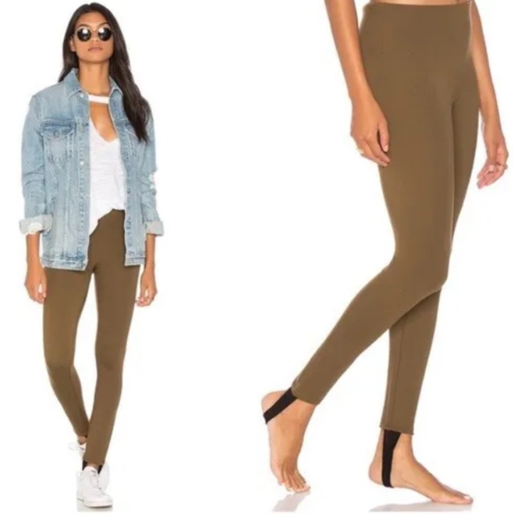 Free People Ponte Knit Stirrup Leggings Womens Size M Moss Green Brown